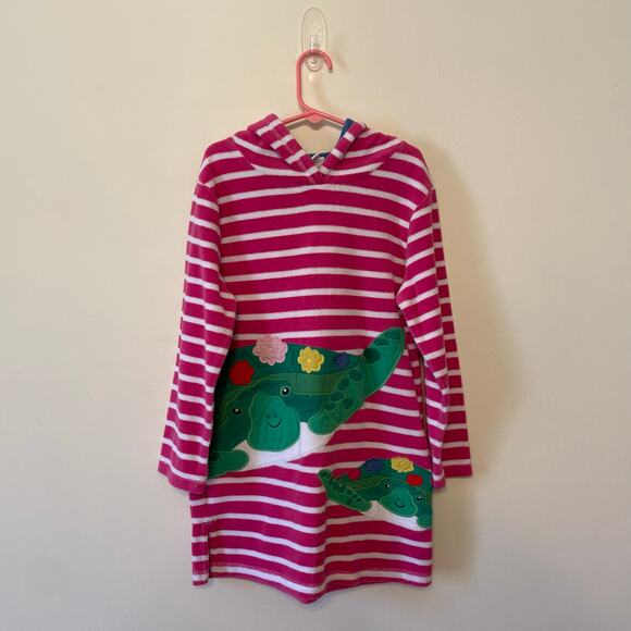 Boden 7-8Y Girls long sleeve hoodie stripe turtle white pink animal cozy comfy - Picture 1 of 7